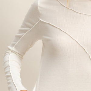White Chic Asymmetrical Jersey Knit Long-sleeve Top