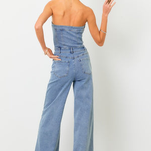 Strapless denim jumpsuit