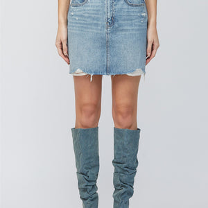 Medium Dark Classic Mini Jean Skirt