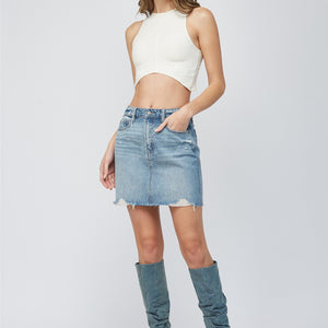 Medium Dark Classic Mini Jean Skirt