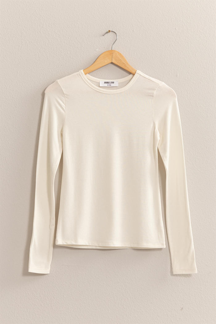 Basic Long Sleeve Crew Neck Top, 2 colors