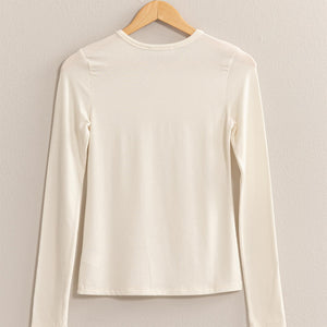 Basic Long Sleeve Crew Neck Top, 2 colors