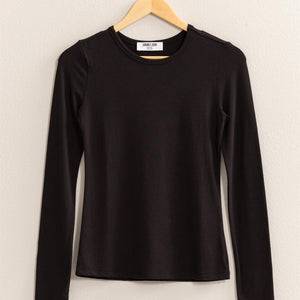Basic Long Sleeve Crew Neck Top, 2 colors