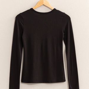 Basic Long Sleeve Crew Neck Top, 2 colors