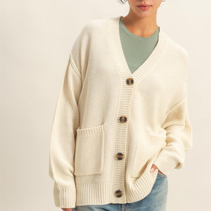 Charm Them All Button-front Oversized Cardigan