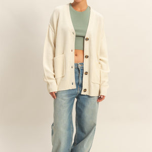 Charm Them All Button-front Oversized Cardigan
