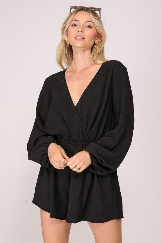 Black Flirty surplice airflow romper