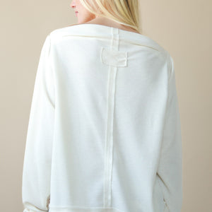 Cream Boat Neck Solid Casual Waffle Top