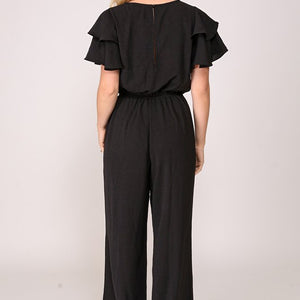 Black Night out ruffle sleeve airlow jumpsuit