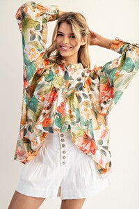 Forest bloom printed blouse
