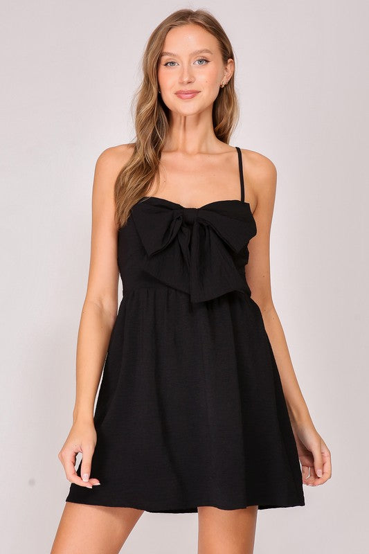 BLACK front bow airflow dress