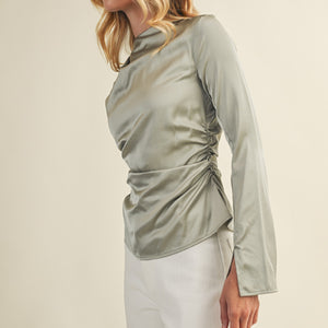 Sage High Neck Ruched Top