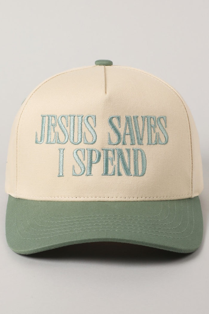 Jesus Saves I Spend Embroidery Trucker Hat