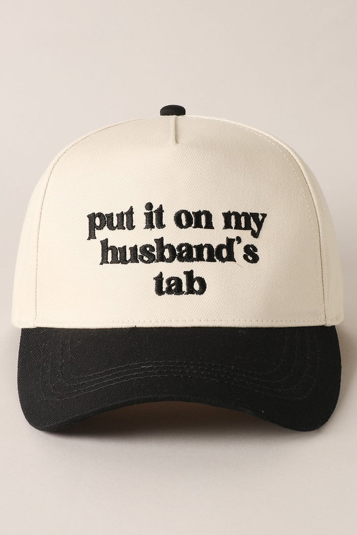 Put It On My Husband's Tab Embroidery Canvas Cap, 3 Colors