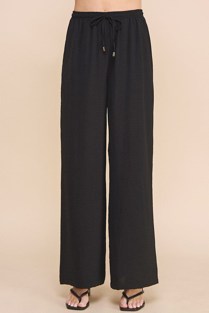 BLACK Airy Drawstring Pants