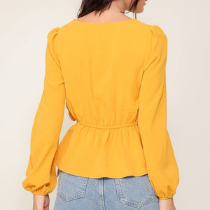 Mustard airflow top with tie