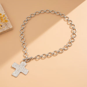 Chunky Cross Necklace, GOLD OR SILVER