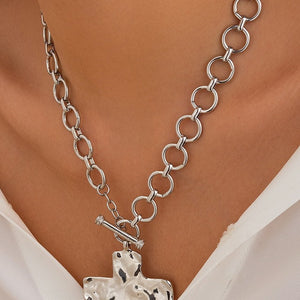 Chunky Cross Necklace, GOLD OR SILVER