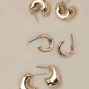 Bubble Hoop Huggie Trio Earrings