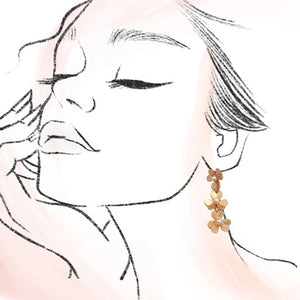 Matte Gold Flower Cascade Drop Earrings
