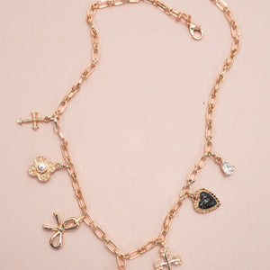 Charm Necklace-clover Bow Cross Heart Flower