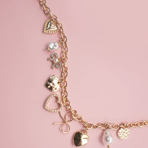 Charm Bracelet-bow Heart Pearl Disc Charms