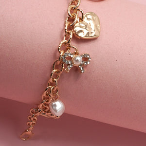 Charm Bracelet-bow Heart Pearl Disc Charms