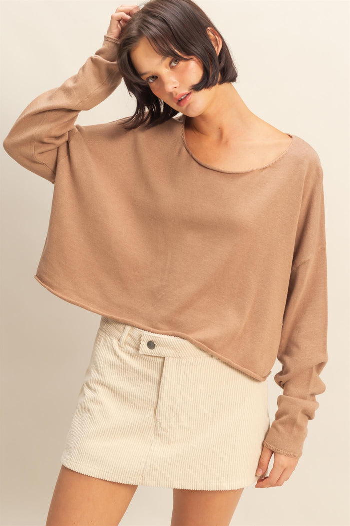 Taupe wide neck sweater