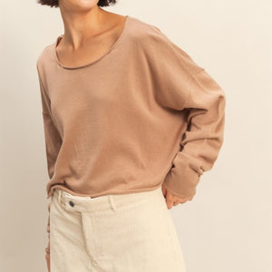 Taupe wide neck sweater