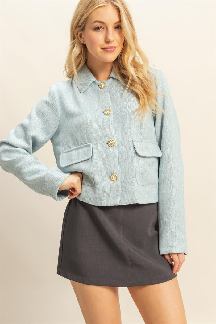 Blue gold button jacket