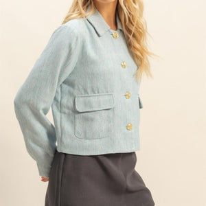 Blue gold button jacket