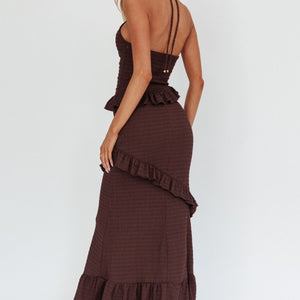 Brown Crinkle Maxi Dress