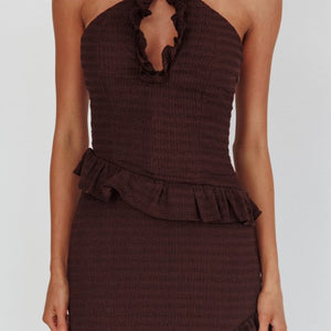 Brown Crinkle Maxi Dress