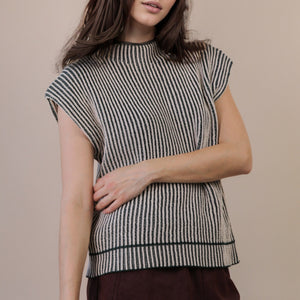 Forest Two Tone Ribbed Knit Sweater Vest