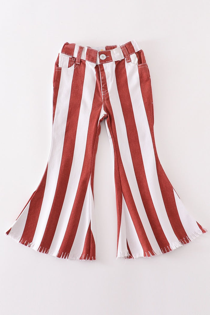 Girls terracotta stripe denim jeans