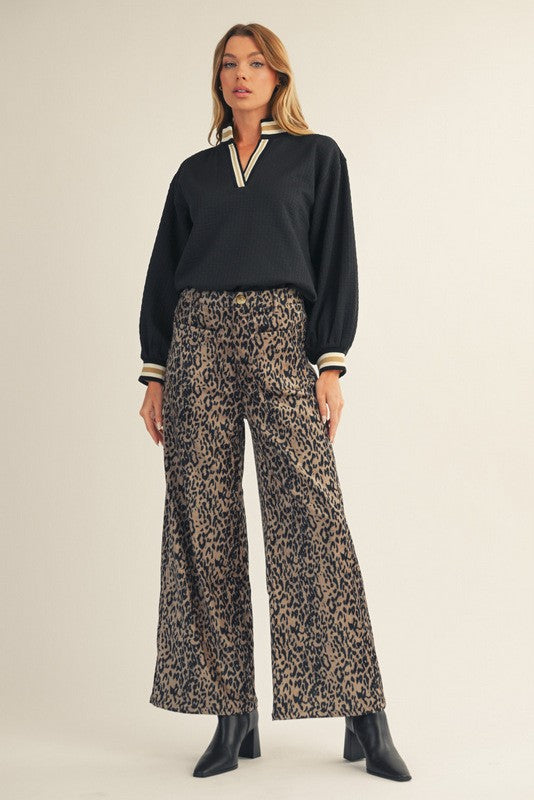 Wide Leg Leopard Pants