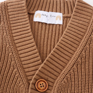 Girls Mocha pocket cardigan sweater