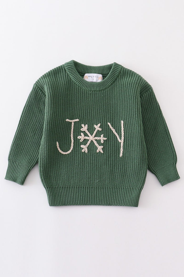 Kids Hand made joy sweater, green or red.