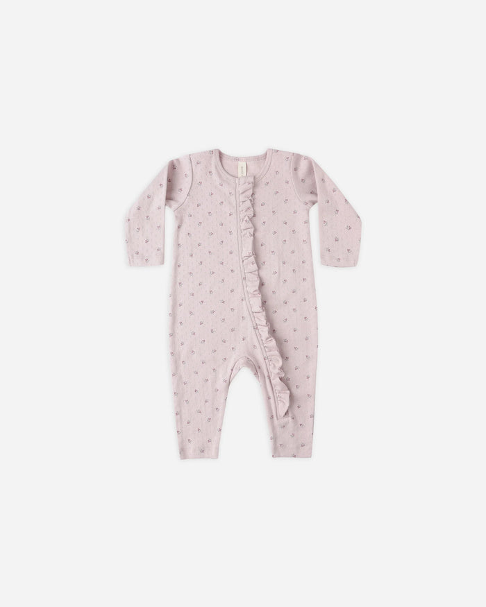 Lilac ditsy ruffle jumpsuit