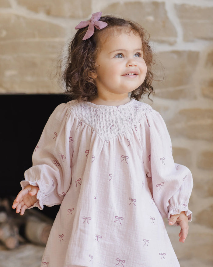BOWS SMOCKED DRESS