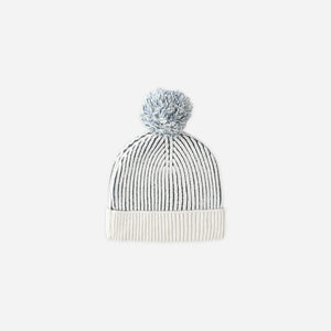 BLUE/CREAM STRIPE KNIT BEANIE