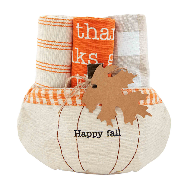 Fall Pumpkin Towel Bucket Set, 2 Styles