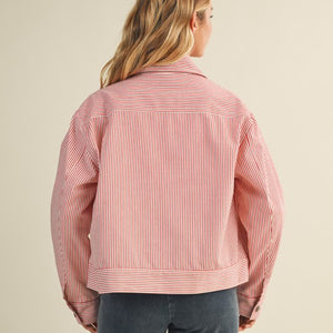 Red/White Patch Pocket Zip-up Jacket