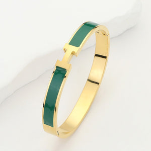 Stainless Steel Monogram H Enamel Hinged Bracelet, Several Colors