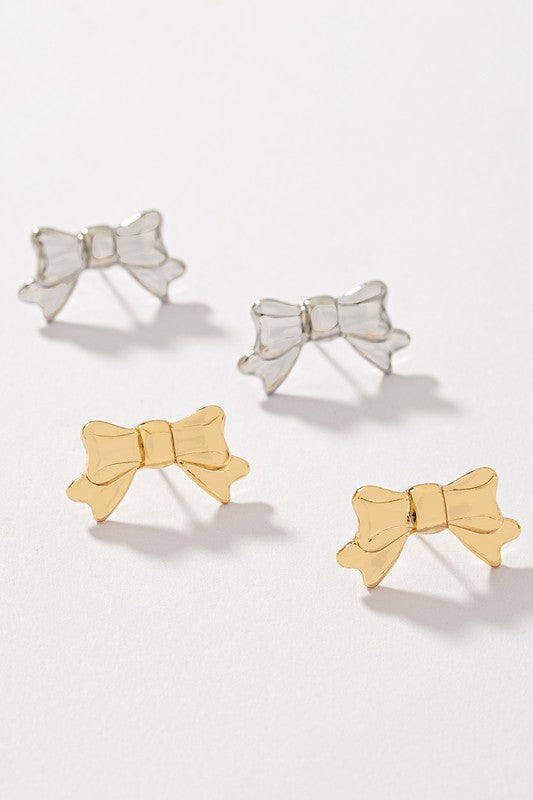 Bow tie stud earrings, 2 colors