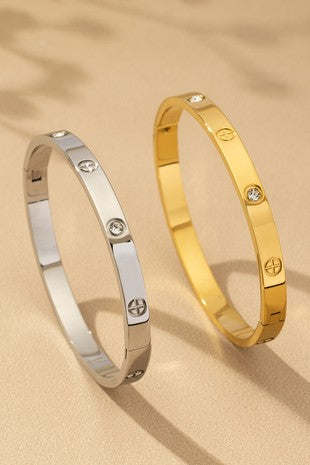 Non tarnish stainless steel hinge bangle