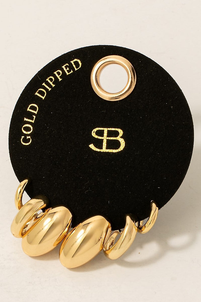 Secret Box Gold Dipped Oval Hoop Earrings Set
