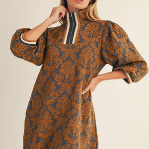 Toffee Boho Textured Shift Dress