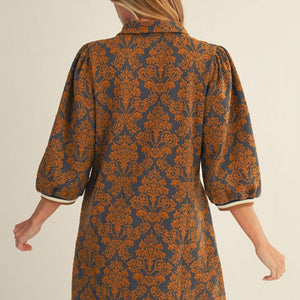Toffee Boho Textured Shift Dress