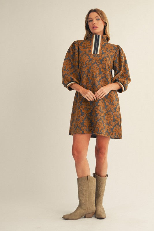 Toffee Boho Textured Shift Dress